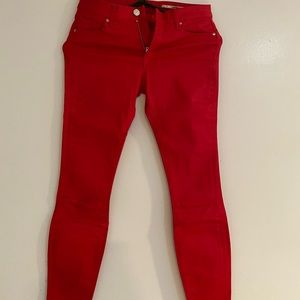 Zara coated red jeans
